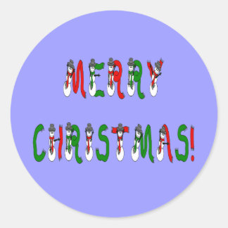 Redonda Feliz Navidad Snowman Font Pegatina