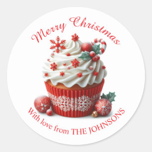 Redonda Feliz Navidad Torta Roja con Pegatina de amor
