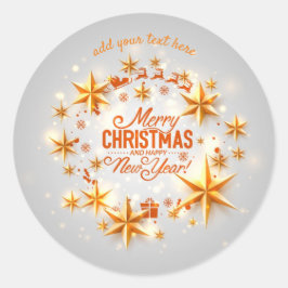 Redonda Feliz Navidad y feliz Pegatina de Año Nuevo