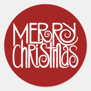 Redonda Feliz Pegatina Blanco de Navidad