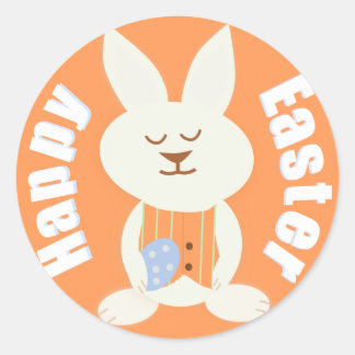 Redonda Feliz Pegatina Bunny de Pascua