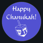 Redonda Feliz pegatina Chanukah<br><div class="desc">Feliz pegatina/etiqueta de Chanukah</div>