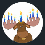 Redonda Feliz Pegatina Chanukah<br><div class="desc">Pegatina de regalos,  sellos de tarjetas o decoraciones - personalizar con el nombre del niño,  año o elección del saludo.</div>