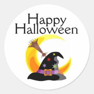 Redonda Feliz Pegatina de Gorra de las brujas de Halloween