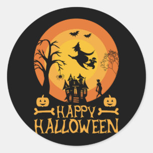Redonda Feliz Pegatina de Halloween