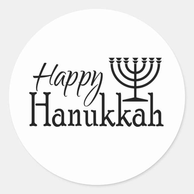 Redonda Feliz Pegatina de Hanukkah (Anverso)