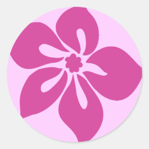 Redonda Feliz Pegatina de Hibiscus en Fuchsia