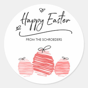 Redonda Feliz Pegatina de Huevos de Pascua