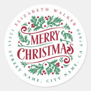 Redonda Feliz Pegatina de la Ronda de Navidad