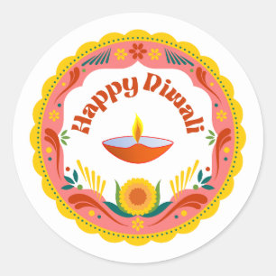 Redonda feliz Pegatina de la Ronda Diwali