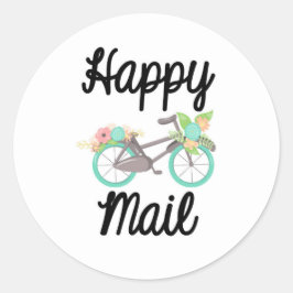 Redonda Feliz Pegatina de Mail - ¡bicicleta floral!