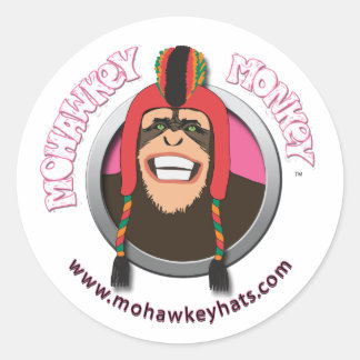 Redonda Feliz pegatina de monos Mohawkey