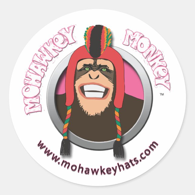 Redonda Feliz pegatina de monos Mohawkey (Anverso)