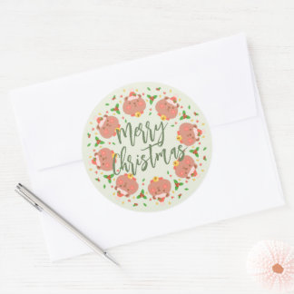 Redonda Feliz pegatina de Navidad