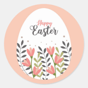 Redonda Feliz pegatina de Pascua con huevo
