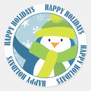 Redonda Feliz Pegatina de Penguin Holidays