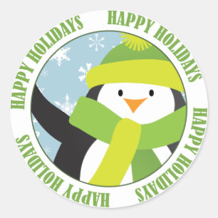 Redonda Feliz Pegatina de Penguin Holidays