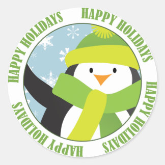 Redonda Feliz Pegatina de Penguin Holidays