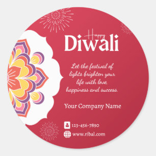 Redonda Feliz Pegatina de Personalizado de la Ronda Diwali