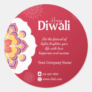 Redonda Feliz Pegatina de Personalizado de la Ronda Diwali