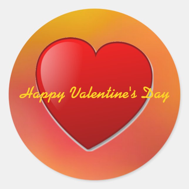 Redonda Feliz Pegatina de San Valentín (Anverso)