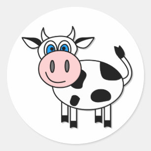 Redonda ¡Feliz Pegatina de vaca - Personalizable!