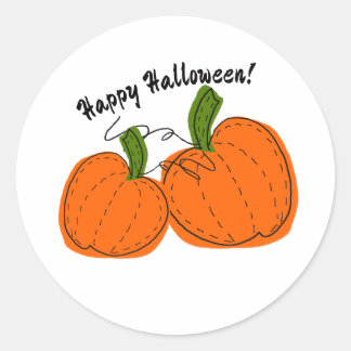 Redonda Feliz Pegatina de vinilo de la calabaza de Hallowe