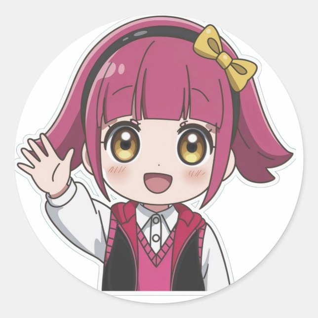 Redonda "Feliz Pegatina de Wave Anime" (Anverso)