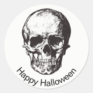 Redonda Feliz Pegatina del cráneo de Halloween