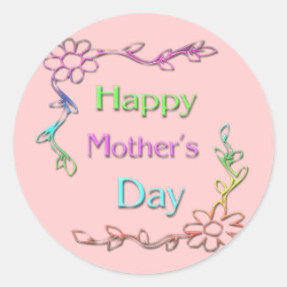 Redonda Feliz Pegatina del Día de la Madre