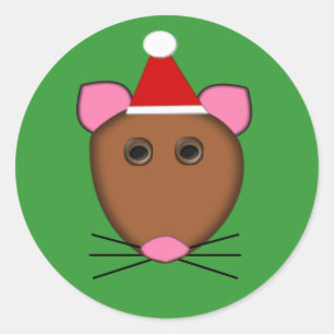 Redonda Feliz Pegatina del ratón navideño