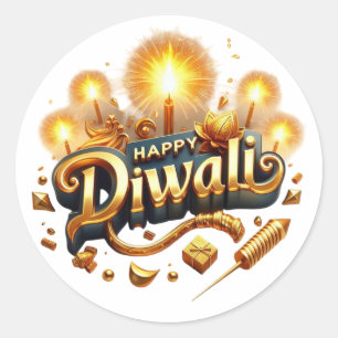 Redonda Feliz pegatina Diwali