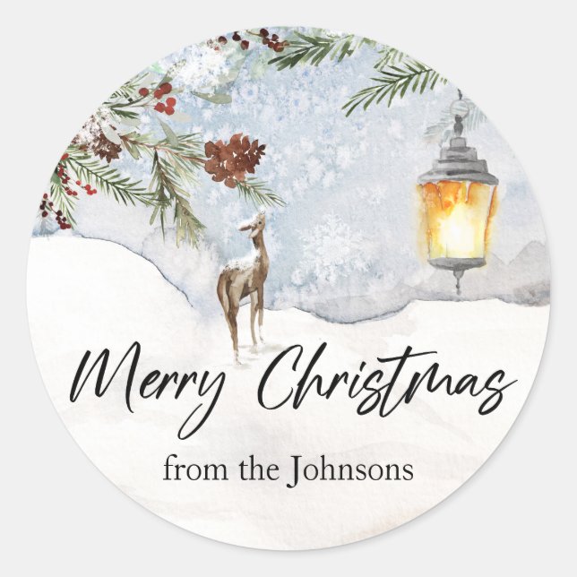 Redonda Feliz Pegatina navideño (Anverso)