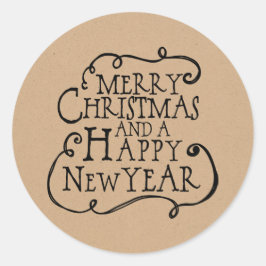 Redonda Feliz Pegatina navideño