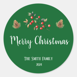 Redonda Feliz Pegatina navideño