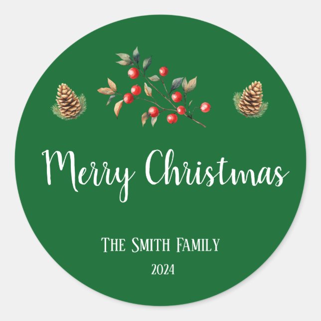 Redonda Feliz Pegatina navideño (Anverso)