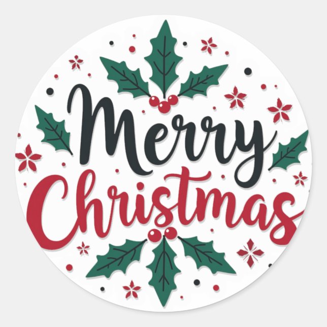 Redonda Feliz Pegatina navideño (Anverso)