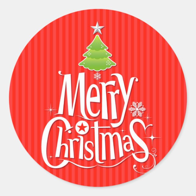 Redonda Feliz Pegatina navideño (Anverso)