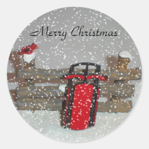 Redonda Feliz Pegatina navideño