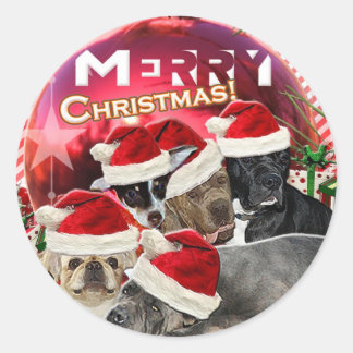 Redonda Feliz Pegatina navideño (edición perro)