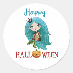 Redonda Feliz pegatina redondo de Halloween Chica pegatina