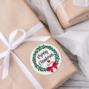 Redonda Feliz regalo navideño Pegatina ronda personalizada