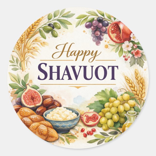 Redonda Feliz Tarjeta de Shavuot, y Pegatina (Anverso)