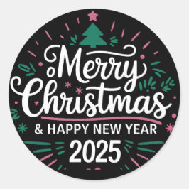Redonda Festividad en cada Pegatina Feliz Año Nuevo 2025