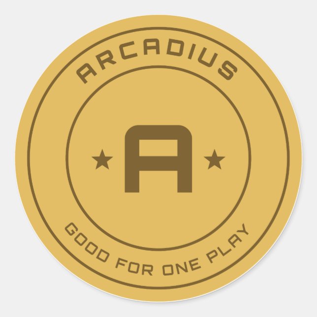 Redonda Ficha de Arcade de Arcadius Pegatina (Anverso)