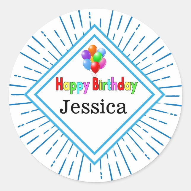Redonda Ficha del Pegatina del Personalizable de cumpleaño (Anverso)