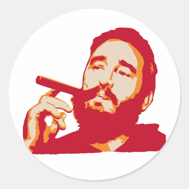 Redonda Fidel Castro con el Pegatina del retrato de cigarr (Anverso)