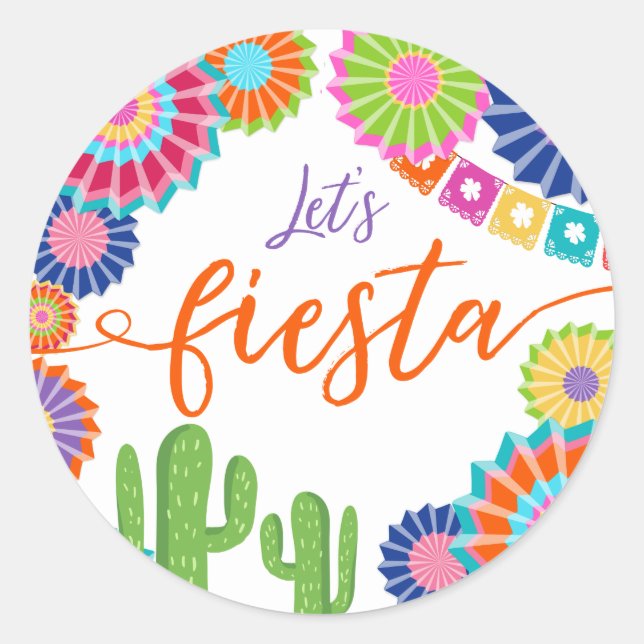 Redonda Fiesta a favor del Pegatina Cactus Mexicano (Anverso)