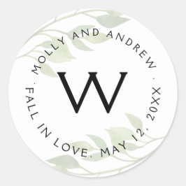 Redonda fiesta/boda PEGATINA de hoja de follaje verde