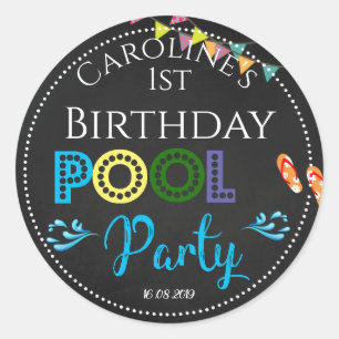 Redonda Fiesta de Chalkboard Pool Primer Pegatina de Cumpl